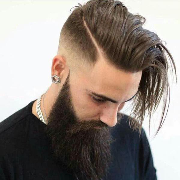 Long Comb Over Taper With Beard