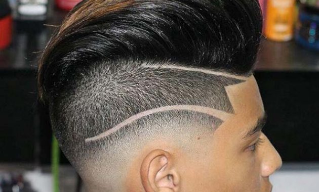Pompadour Haircut with Line 2020