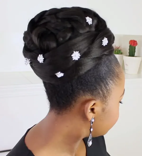 Bun Hairstyles For Black Women With Flowers