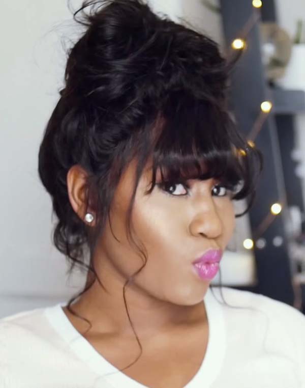 Easy Updos Hairstyles For Black Women With Bangs