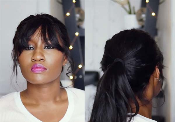 Ponytail Hairstyles For Black Women With Bangs