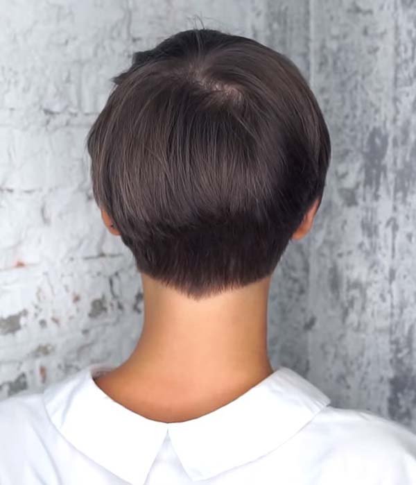Super Short Hairstyles For Women With Bangs Back View