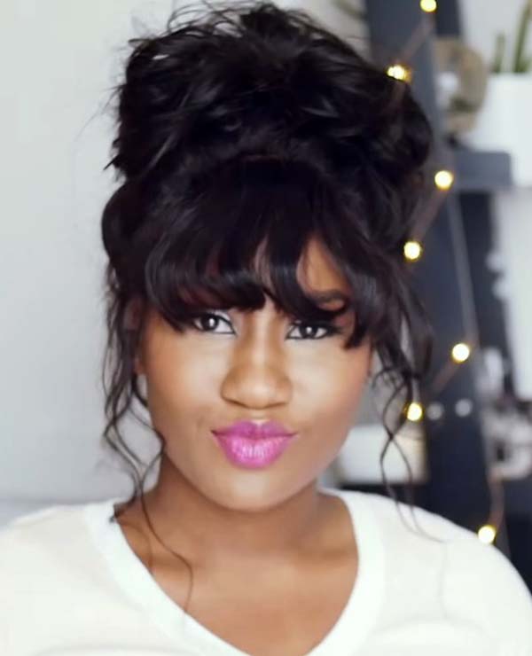Updos Hairstyles For Black Women With Bangs