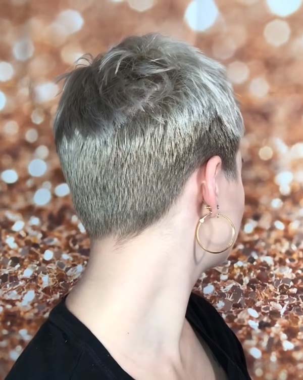 Super Short Hairstyles For Older Women Back View